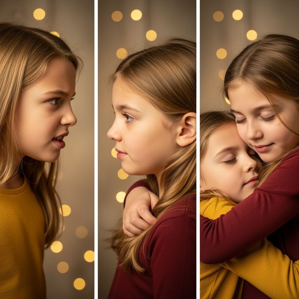 Sisters Arguing then Embracing: A Portrait of Reconciliation