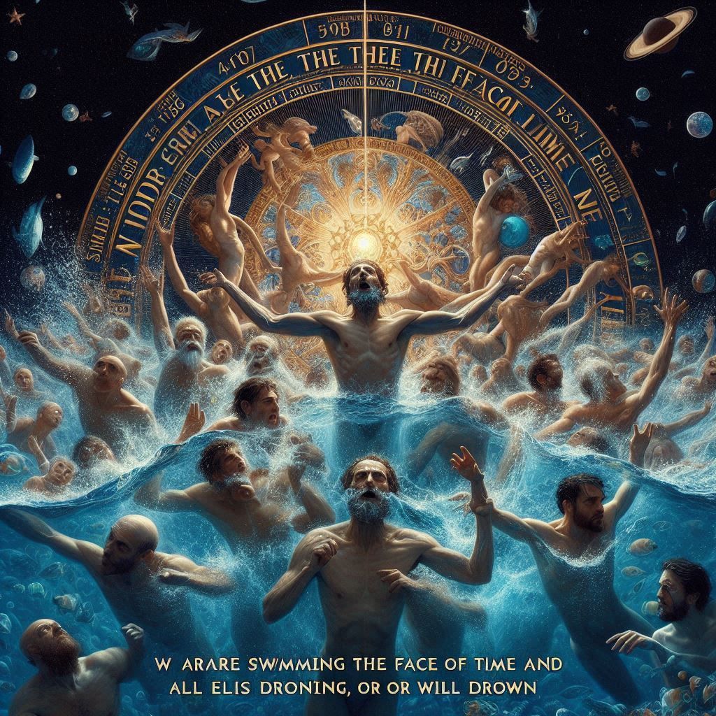 We are swimming on the face of time and all else has drowned, is drowning, or will drown