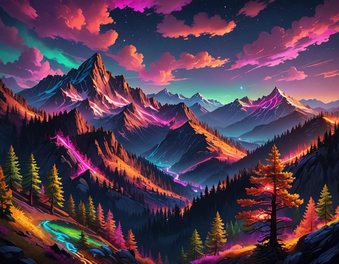 Neon Mountainscape