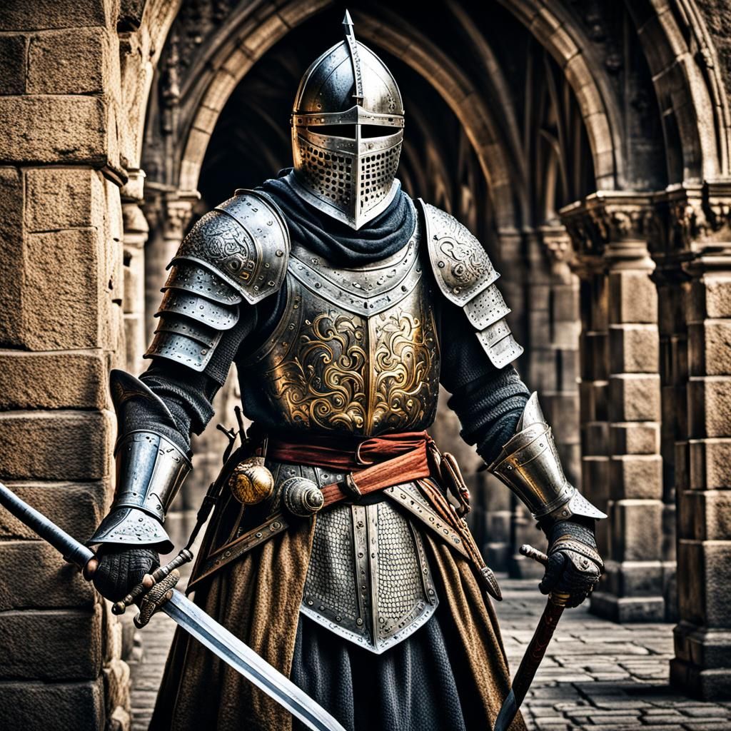 A discraced medieval knight wandering life as a sword for hi...
