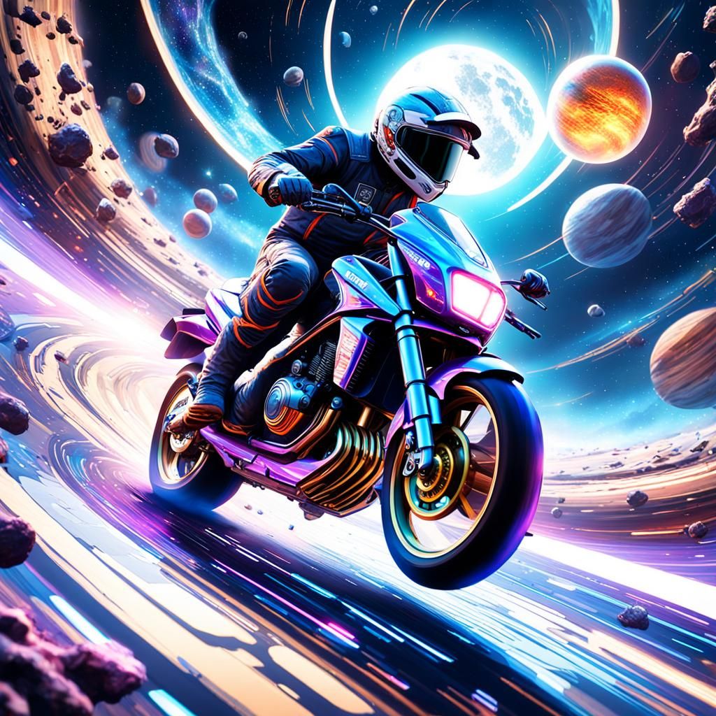 RACING ON THE RINGS OF SATURN - AI Generated Artwork - NightCafe Creator