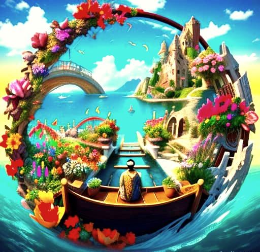 " I scream for " weird; a magnificent surreal scene within a cracked open MC Escher fantasycore cloudscape elemental stargate made of a skel...