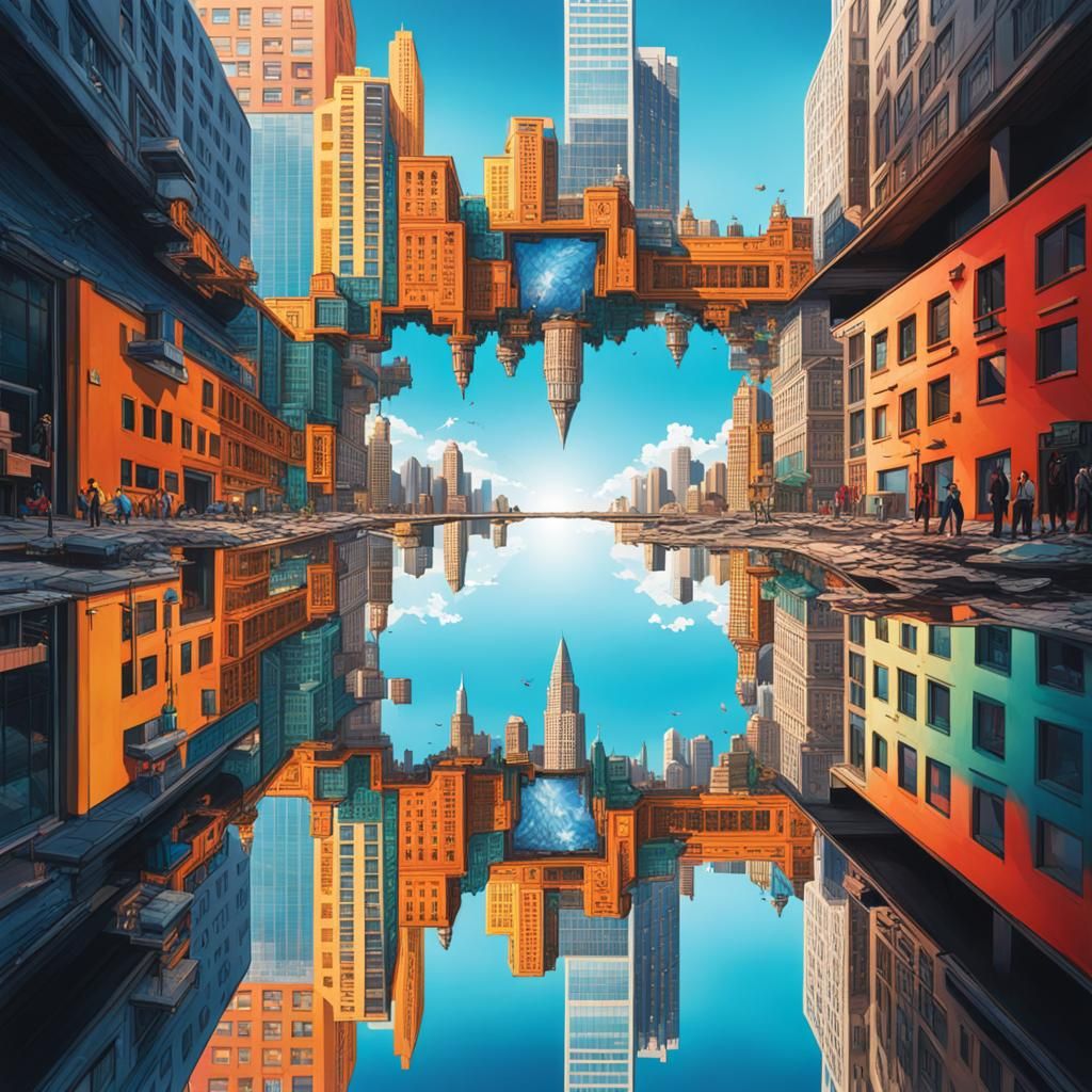 Mirror that shows an upside down city  by @Echobri