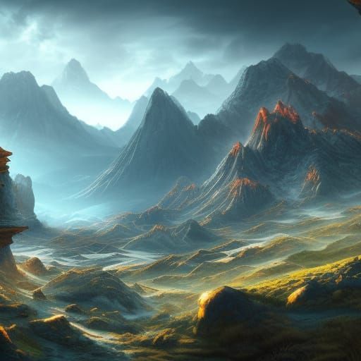 Mountainscape in a Mountain - AI Generated Artwork - NightCafe Creator