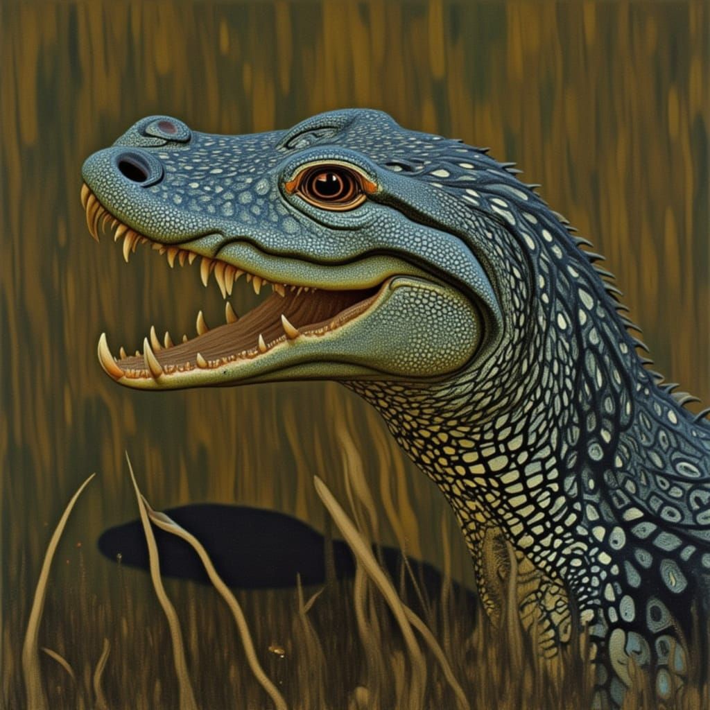 <lora:MARTIAN SWIRLS:1.0> Gator swamp