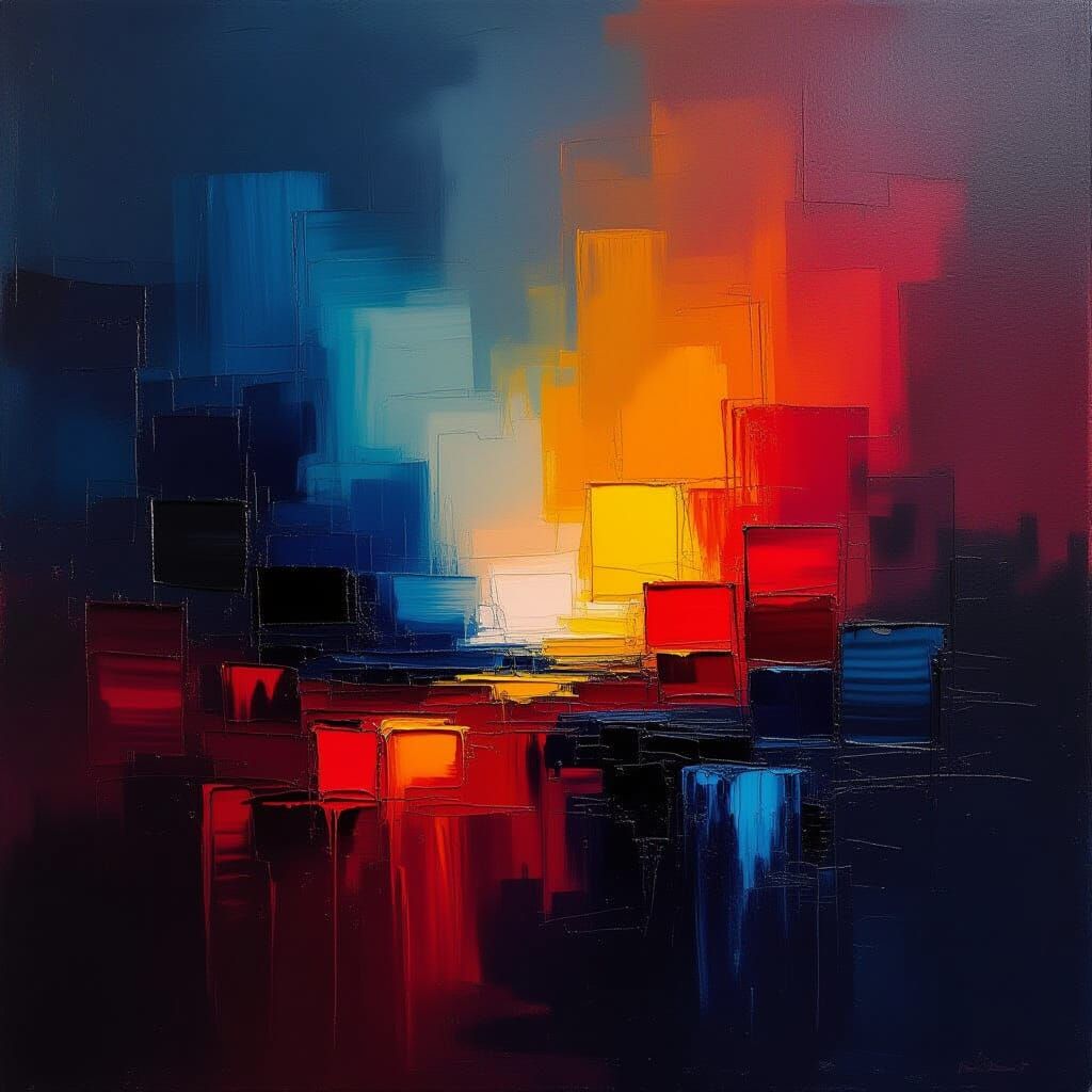 Abstract Emotional Landscape with Vibrant Colors and Texture