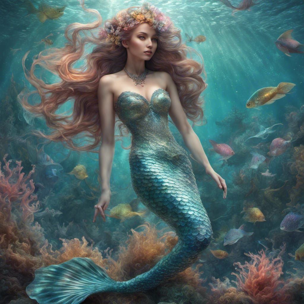 Holographic Mermaid in Hyperrealistic 8k Resolution