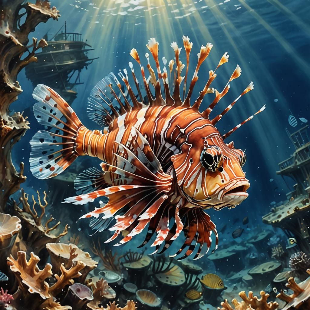 un poisson-lion à antennes  by @julien salmon