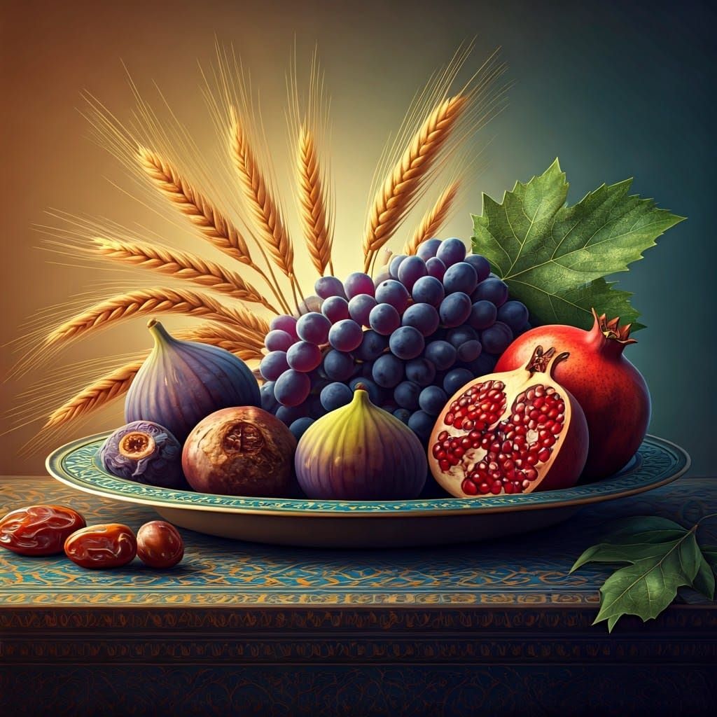 Middle Eastern Fruits Still Life in Golden Hues