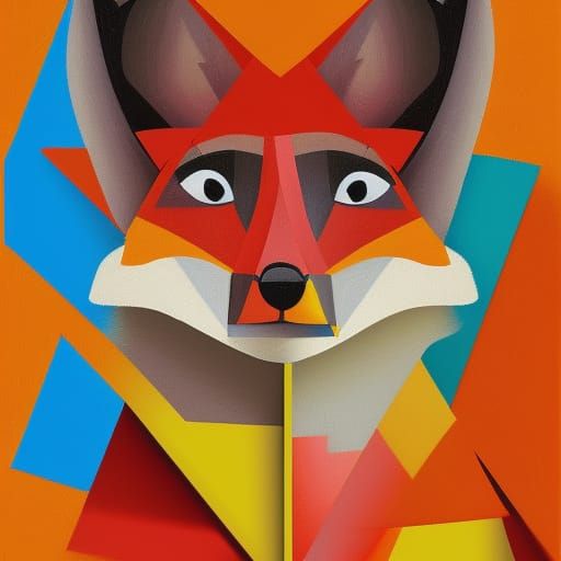 popcorn fox with red fur and yellow ears and yellow feet