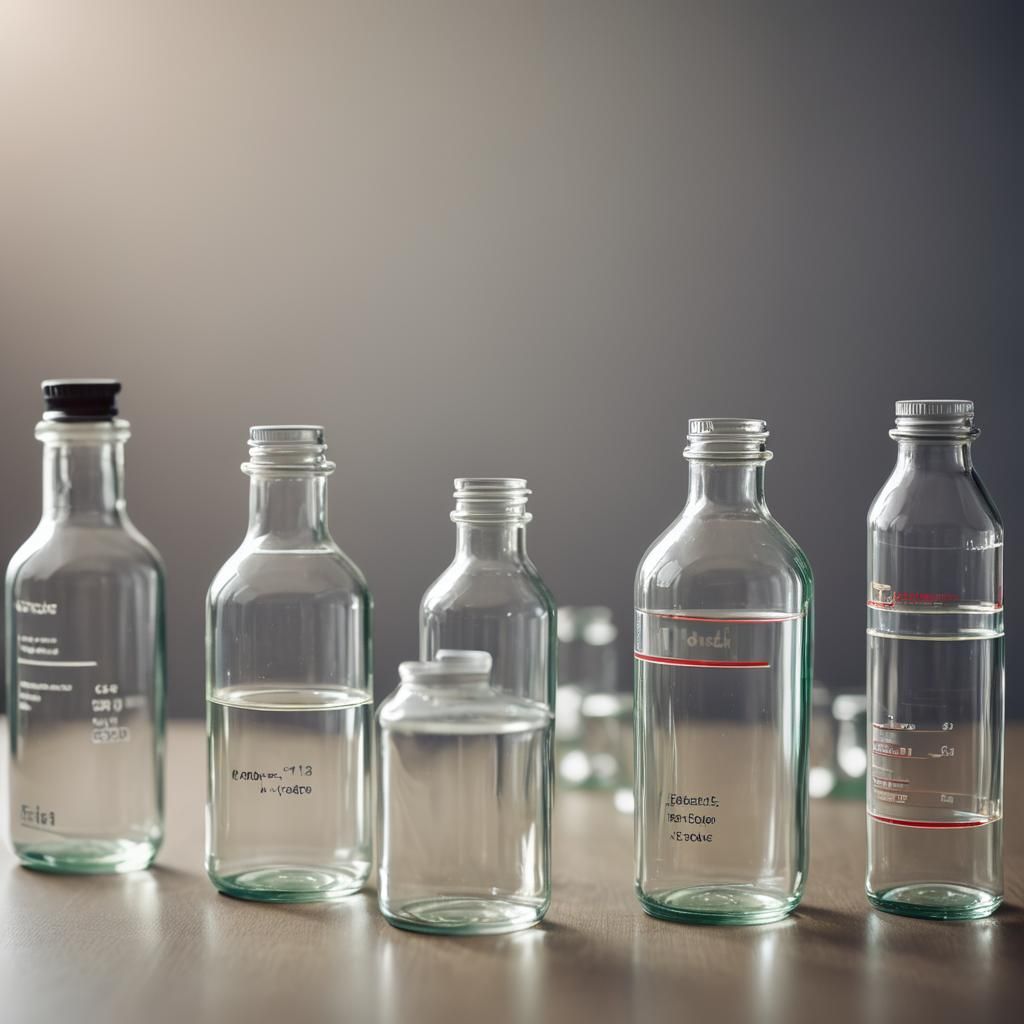 Some chemical bottles on a table