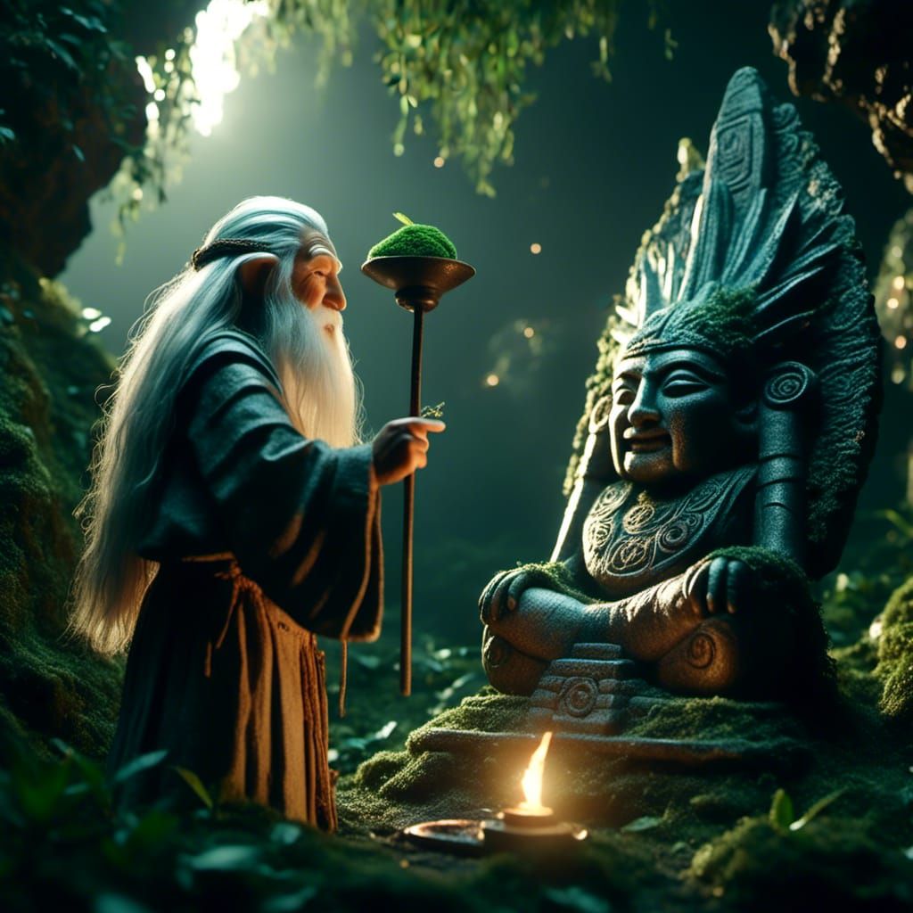 <lora:Kyoot:1.0> Gandalf exposing The Mayan Gods to pipeweed...