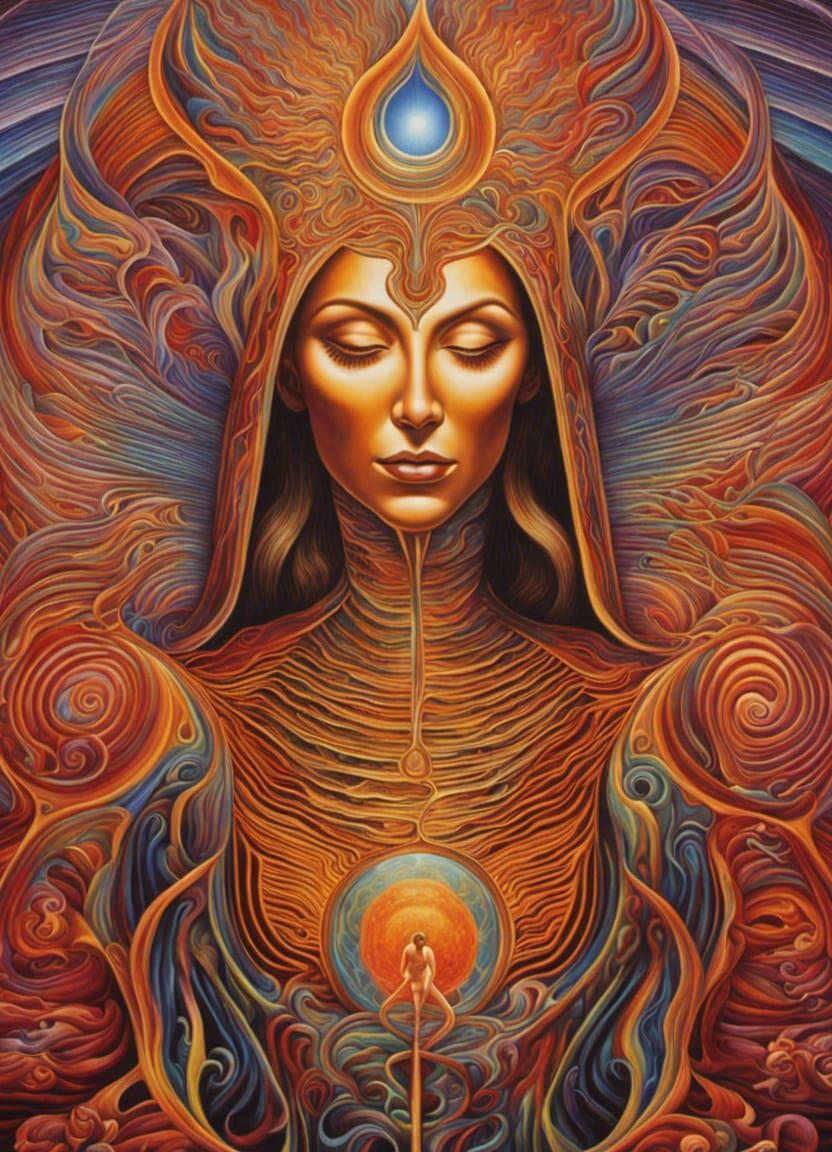 Psychedelic oil painting style of Amanda Sage, Alex Grey; Reaper ...