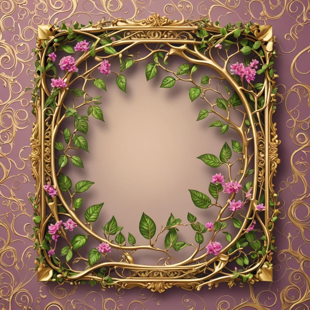growing crepe myrtle vine entwined around gold gilt picture ...