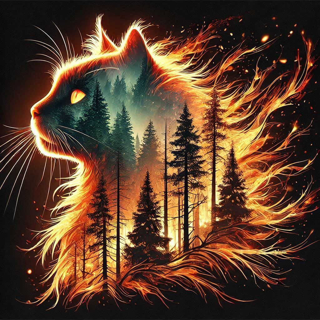 חשיפה כפולה חתול בלהבות