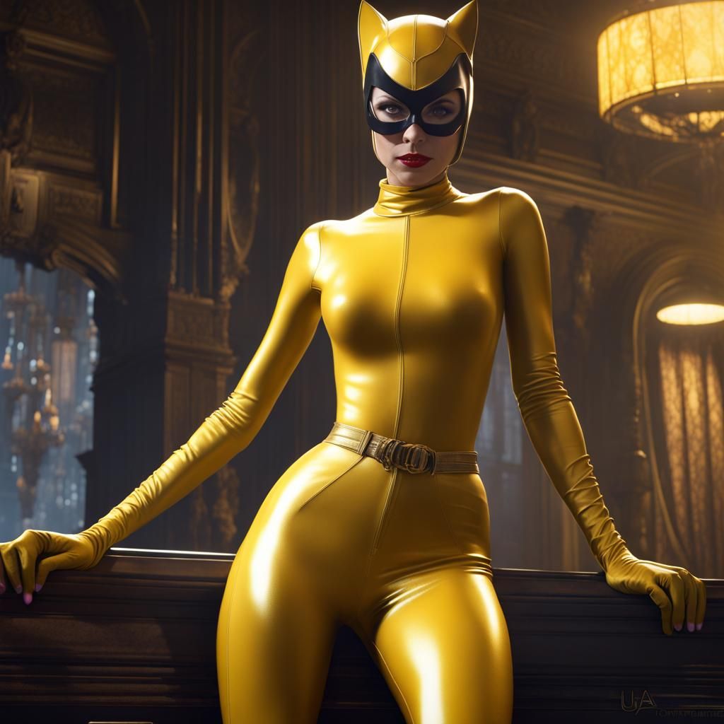 1966 catwoman actress shiny yellow tights