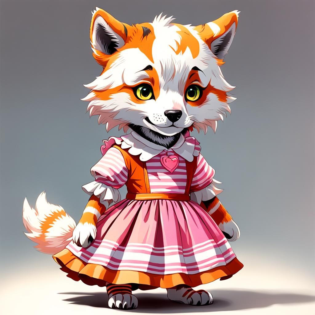 A female white yellowed nine year old anthropomorphic stripe...