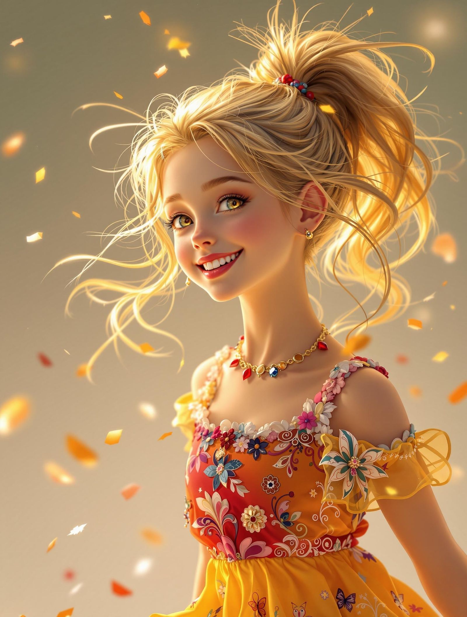 Whimsical young girl dancing