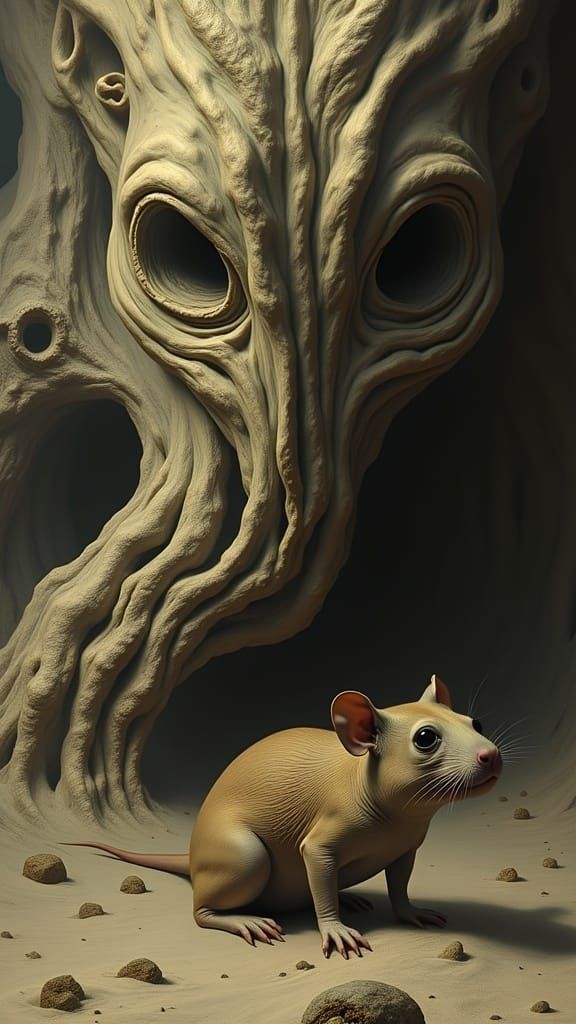 <lora:Chiaroscuro:1.0> Ivory Renaissance: caravaggesque chiaroscuro, Zdzisław Beksiński Style, Dystopian Surreal, The Hamster on the Beach,...