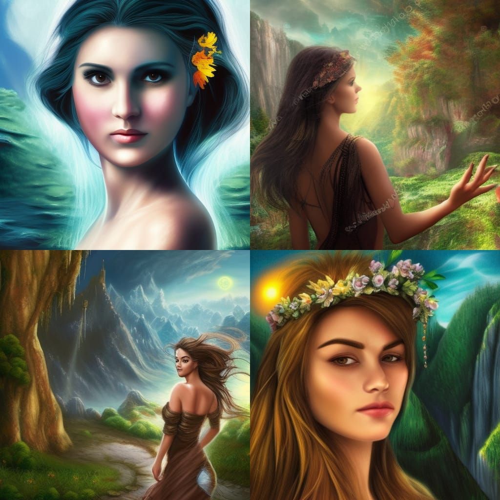  fantasy landscape with a beautiful woman's face