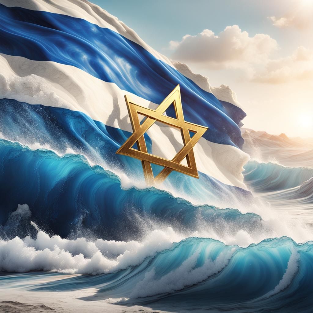 Colorful marble thick texture on a white background. waves. Textured background. Ultra HD, in the middle Israeli flag, Magen David with 6 co...