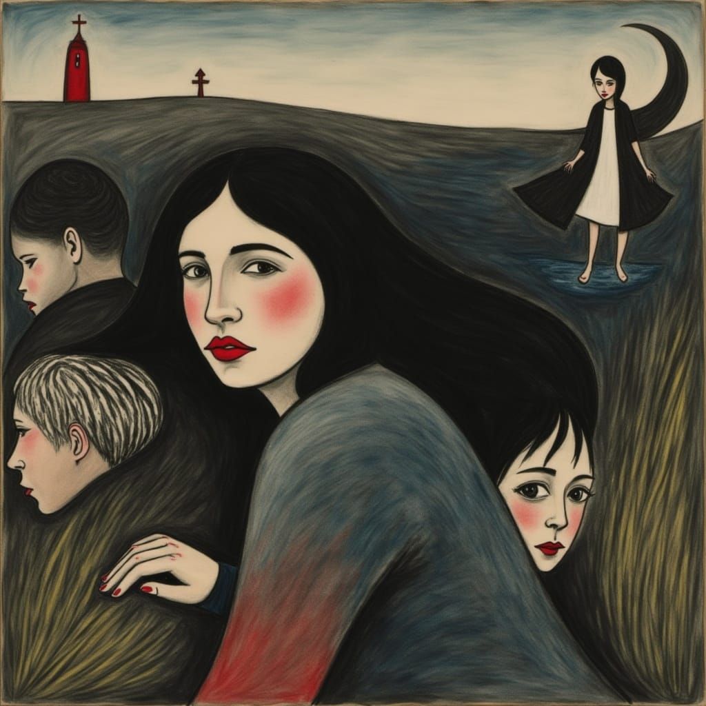 Charcoal Portrait of an Elderly Woman in Exile