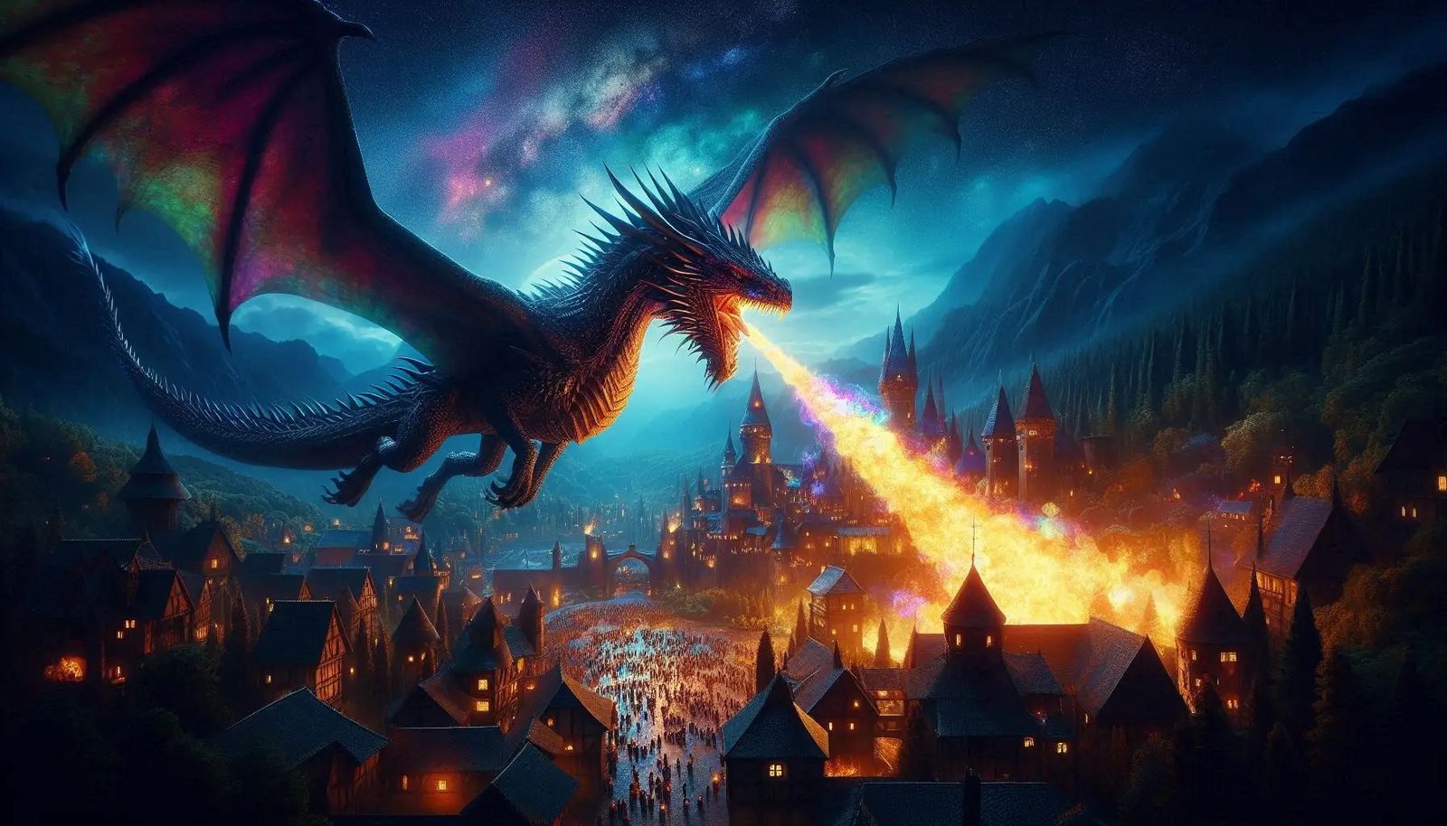 Dragon burning the village