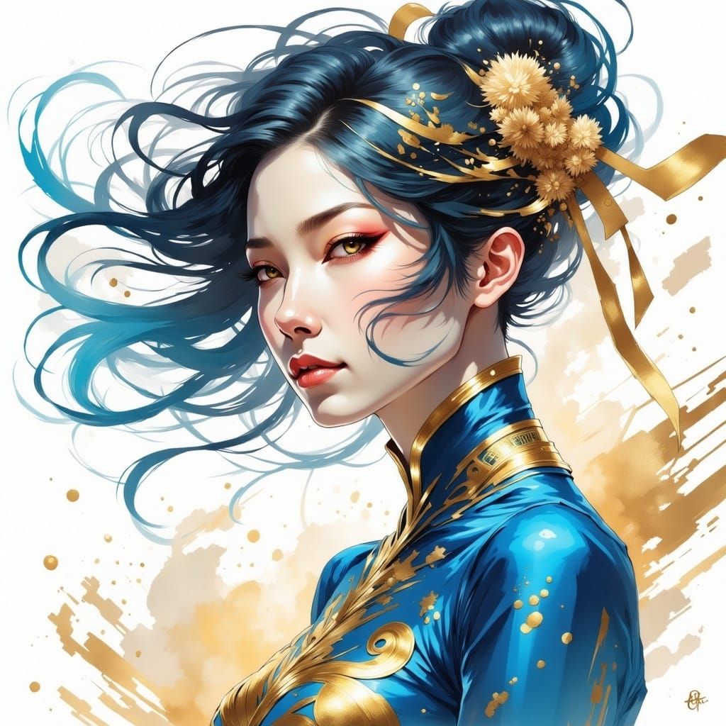 <lora:Genshin Ultra:1.0>; 8k; cell shaded comicbook style; a stunning asian urban womans face head and shoulders; stunning eyes; dance dress...