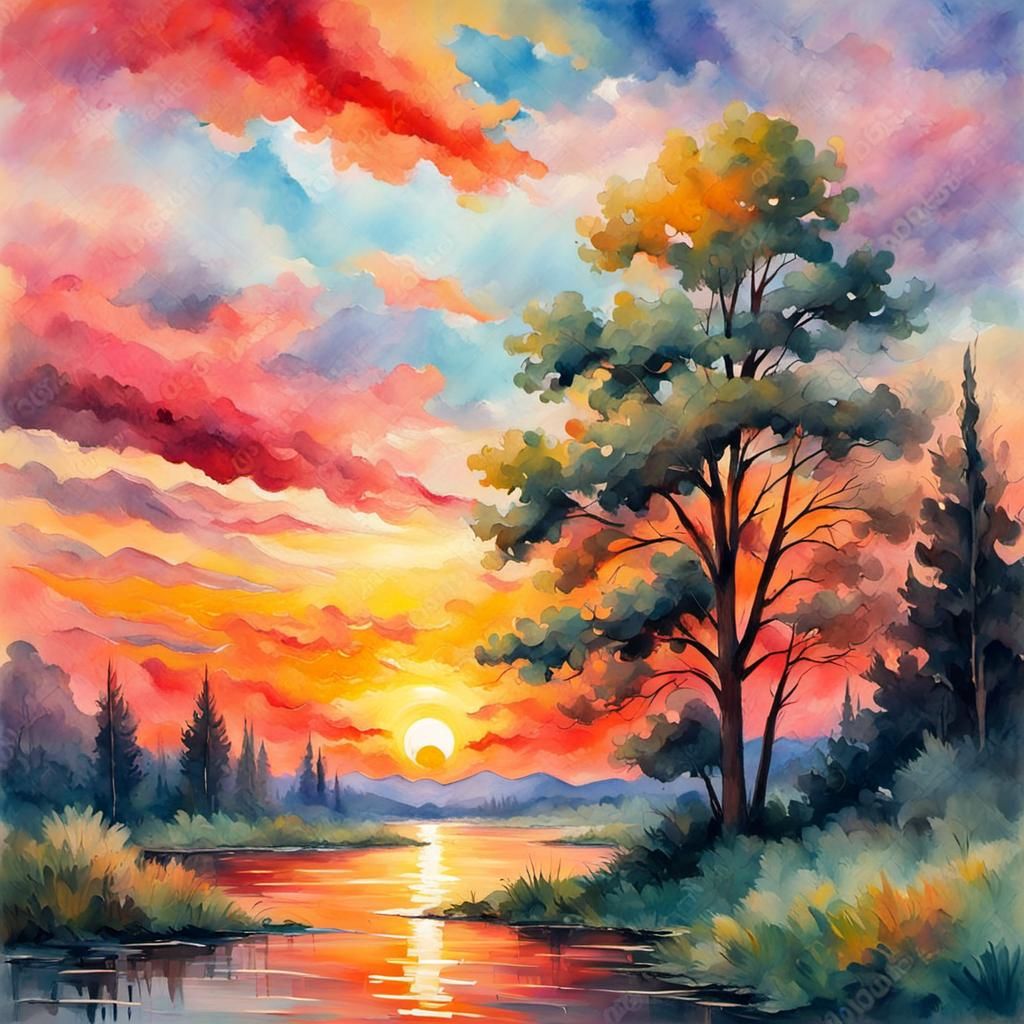 Beautiful sunrise landscape - AI Generated Artwork - NightCafe Creator