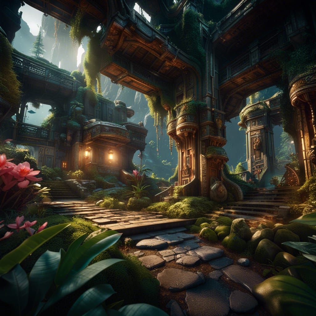 jungle planet holiday space port courtyard 1