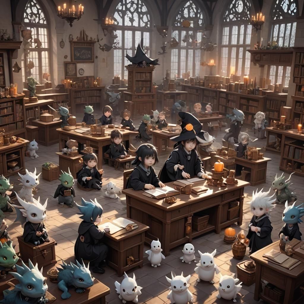 A school with baby dragons, little witches and little ghosts...