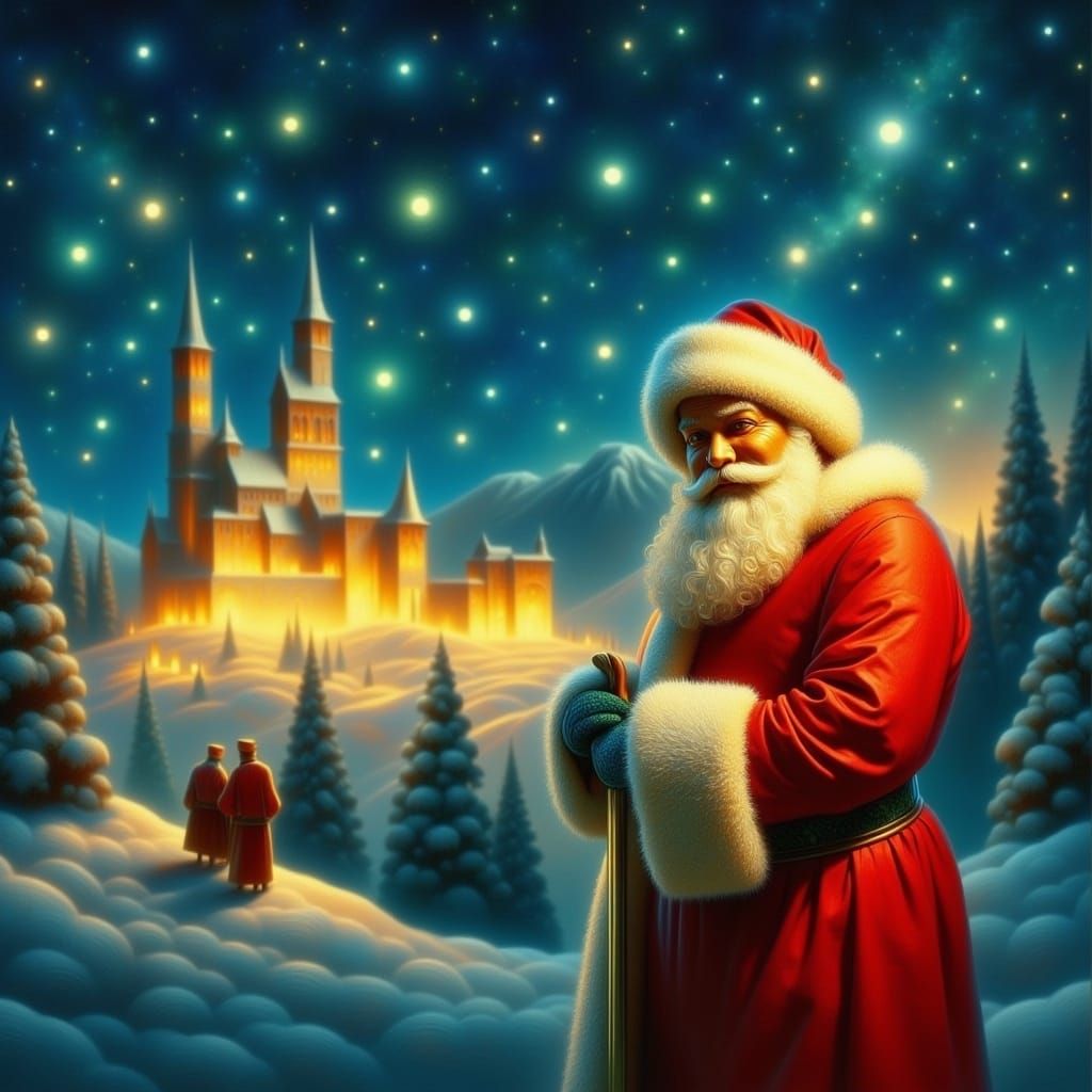 Santa Claus at the North Pole, luminist style <lora:Luminist Flux:1.0>