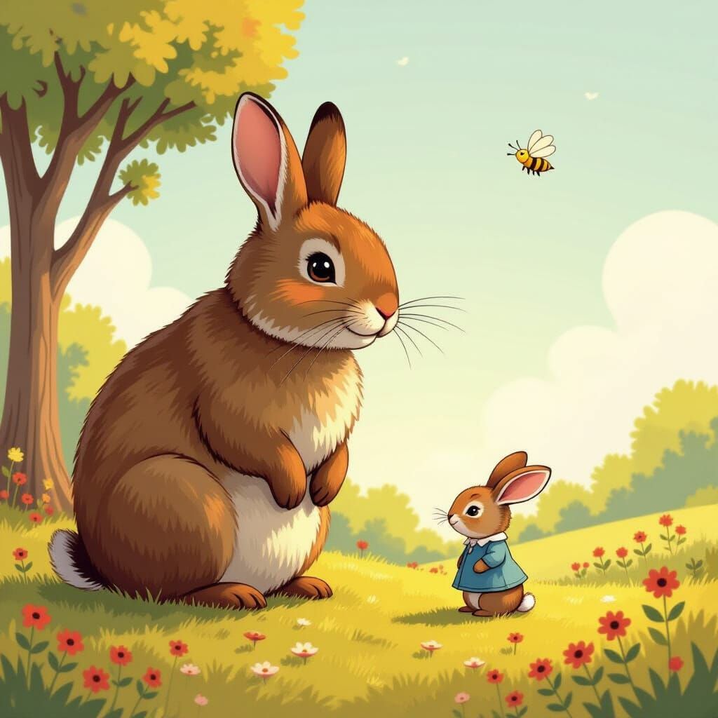 Large and Tiny Animals in Whimsical Beatrix Potter Style