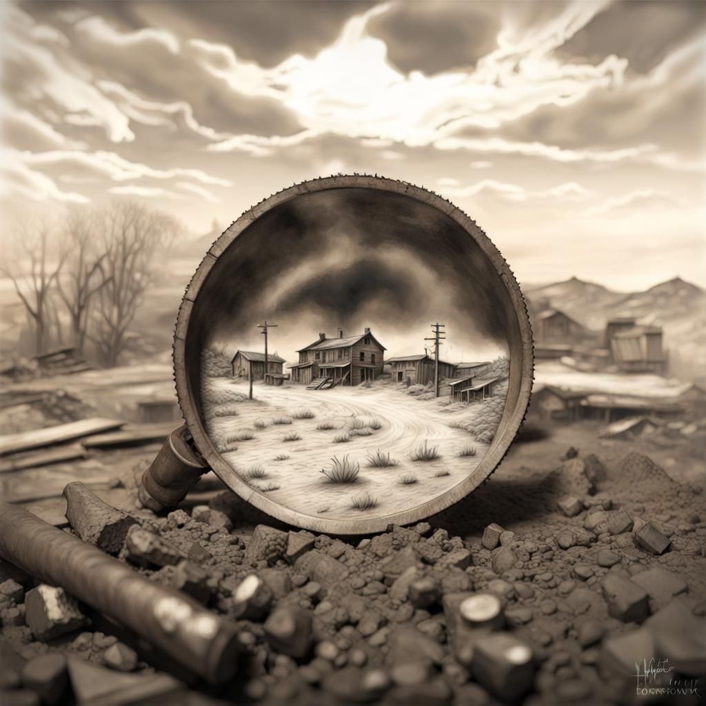 Abandoned mining town intricate details, HDR, beautifully sh...