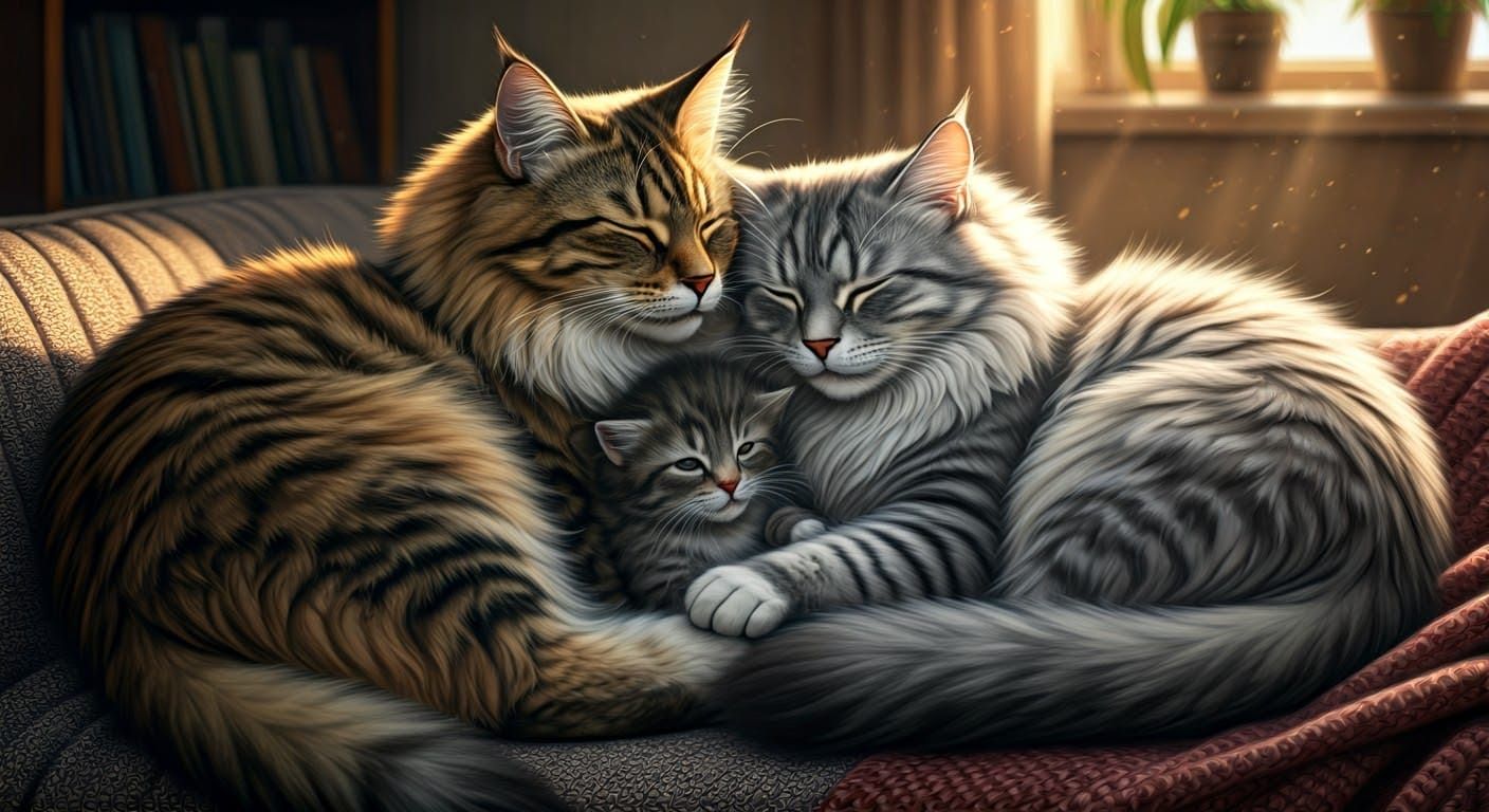 Cuddly Family  by @PurpleSunSet