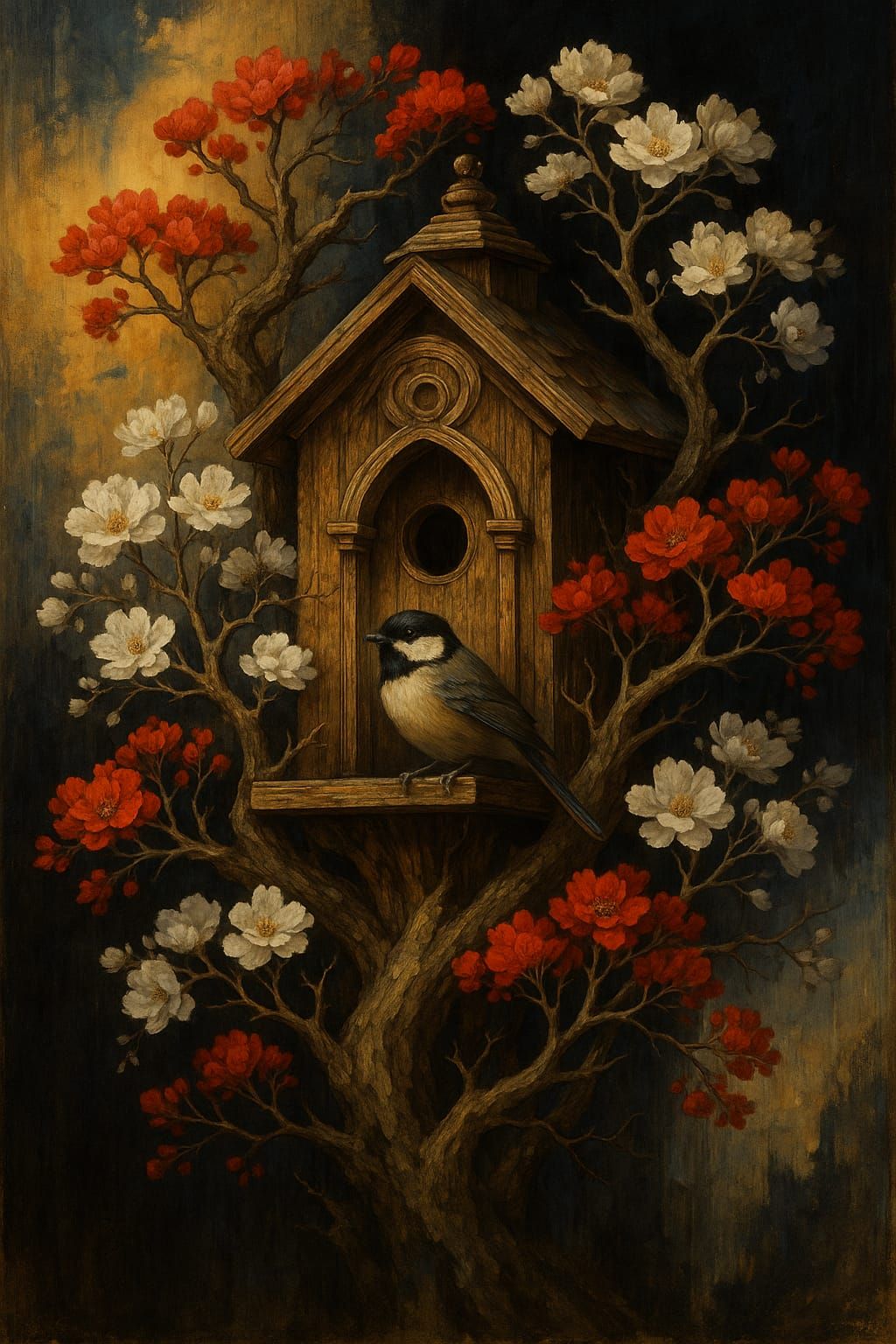 birdhouse 1-3//-Neo-Naturalist Art Nouveau with Sumi-e and SDXL Infusion