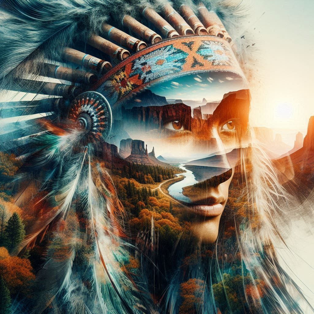 double exposure beautiful fantasy portrait landscape..