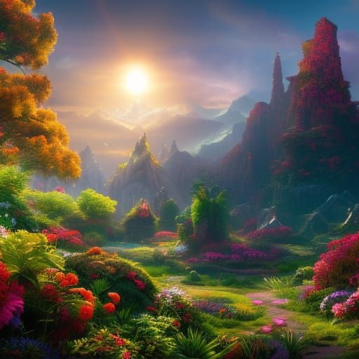 Secret flower garden under the sun - AI Generated Artwork - NightCafe ...