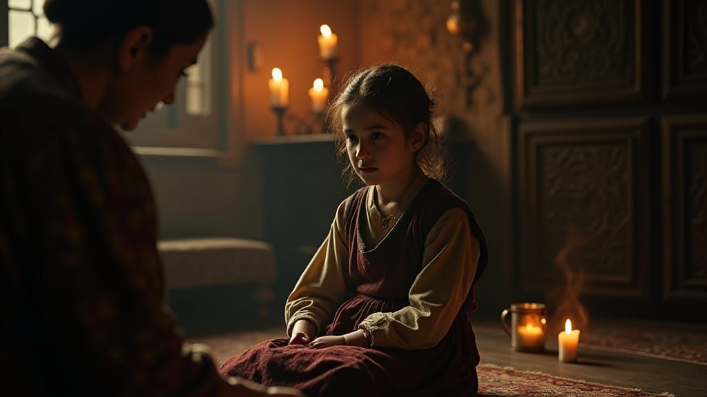 Eerie Moment: Girl Observed in Ornate Room