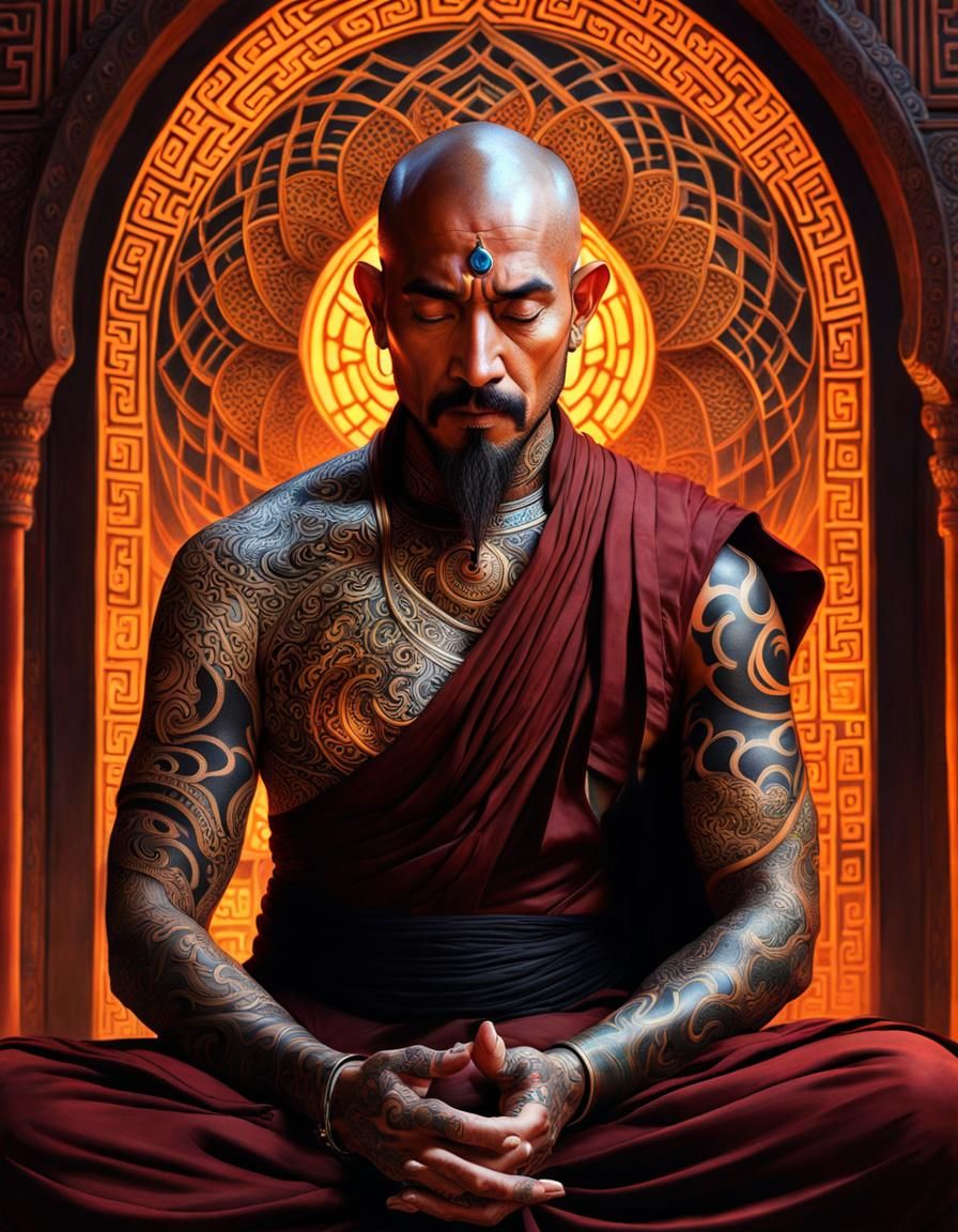 Meditative monk!   by @Hit moments
