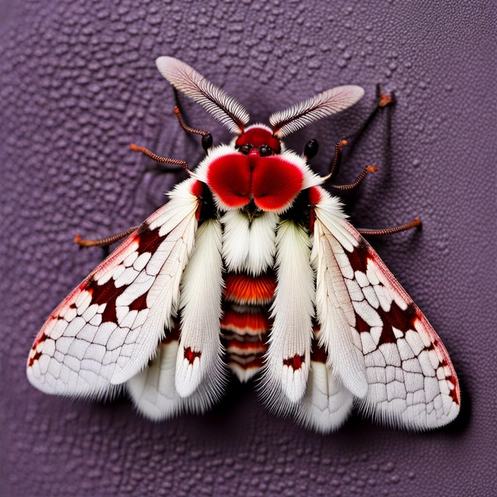 Beautiful furry cherry vanilla  moth   by @Pipp