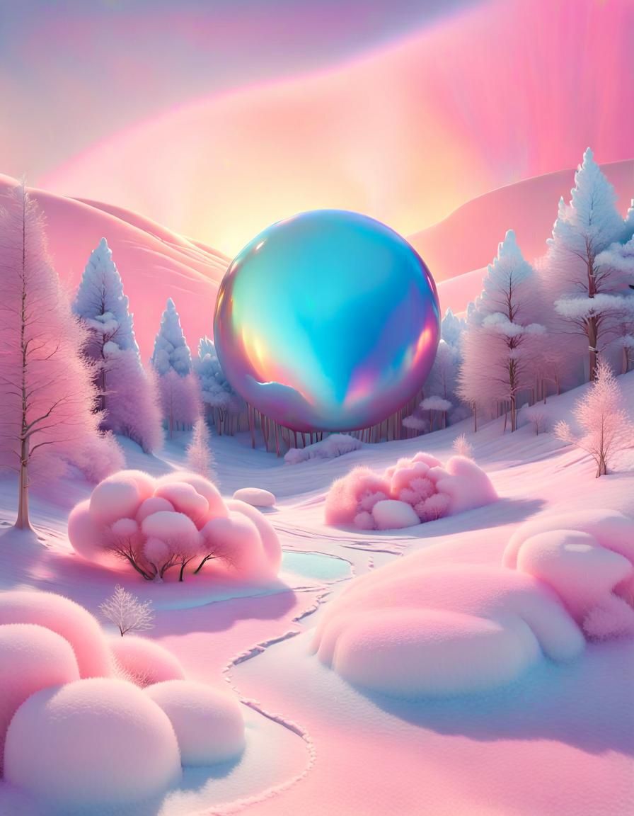 Iridescent Winter Sunrise in Organic, Cosmic Style