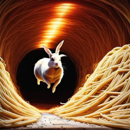 A Frantic Rabbit Burrowing Down A Tunnel Of Spaghetti Walls (tunnel 