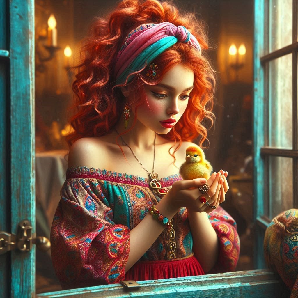 girl saves the little bird