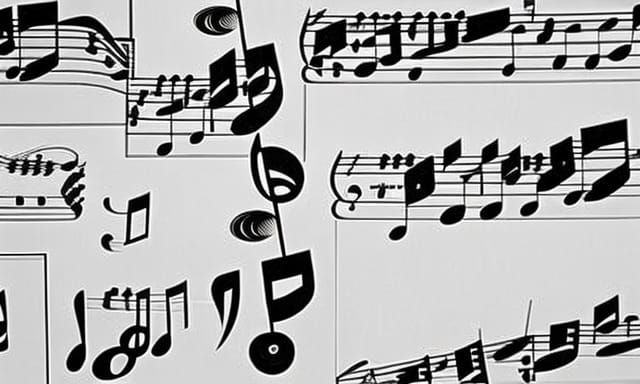 a black and white photo of musical notes, music notes, sheet...