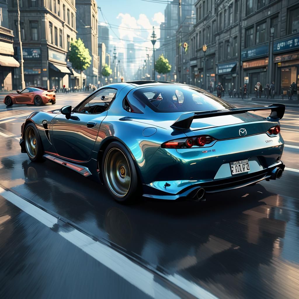 Mazda rx-7 in city