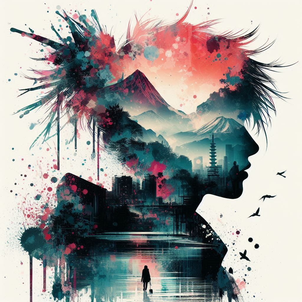 double exposure beautiful fantasy portrait landscape..