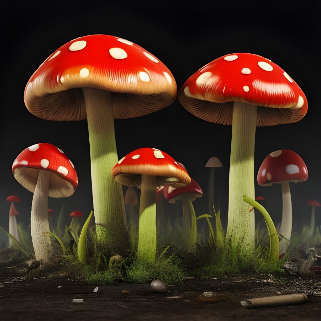 Mushroom Apocalypse in a Futuristic Landscape