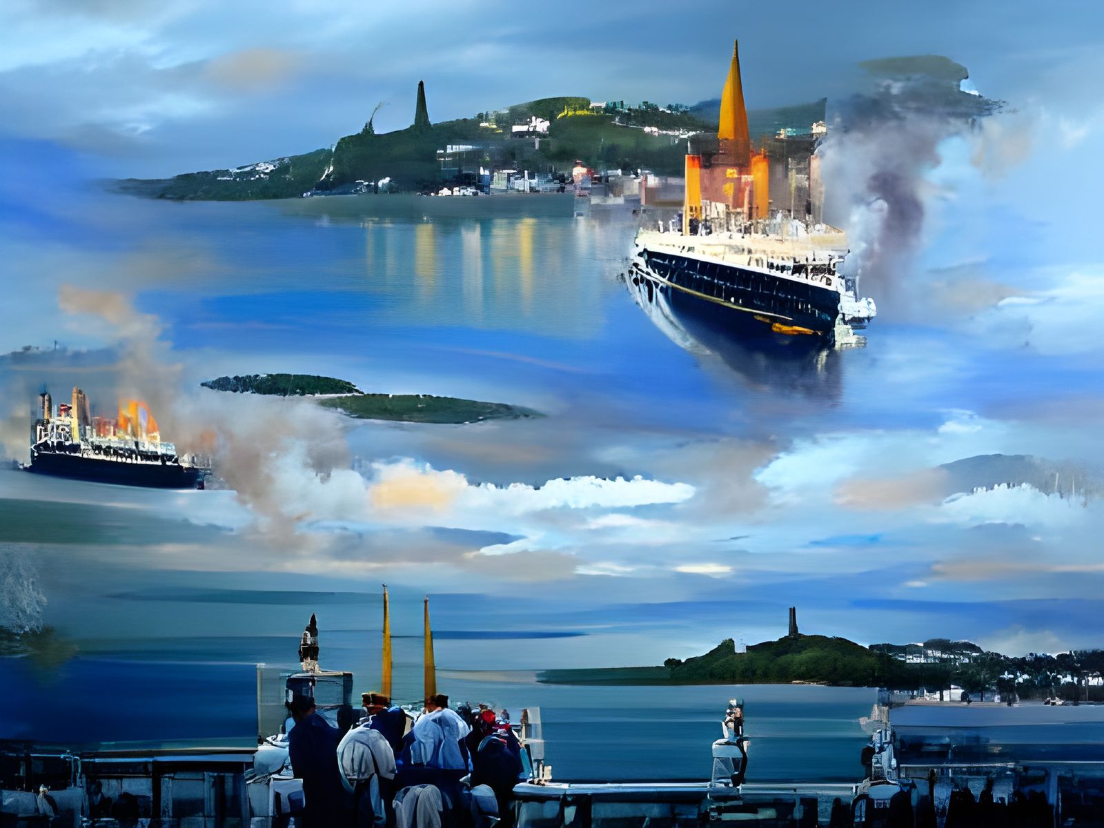 Titanic at Cobh oil painting by James Gurney Ken Marschall