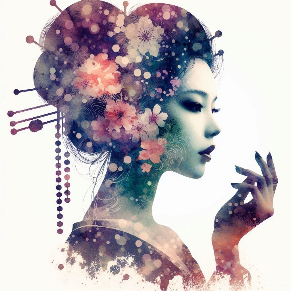 double exposure beautiful fantasy DALL-E 3 portrait landscap...